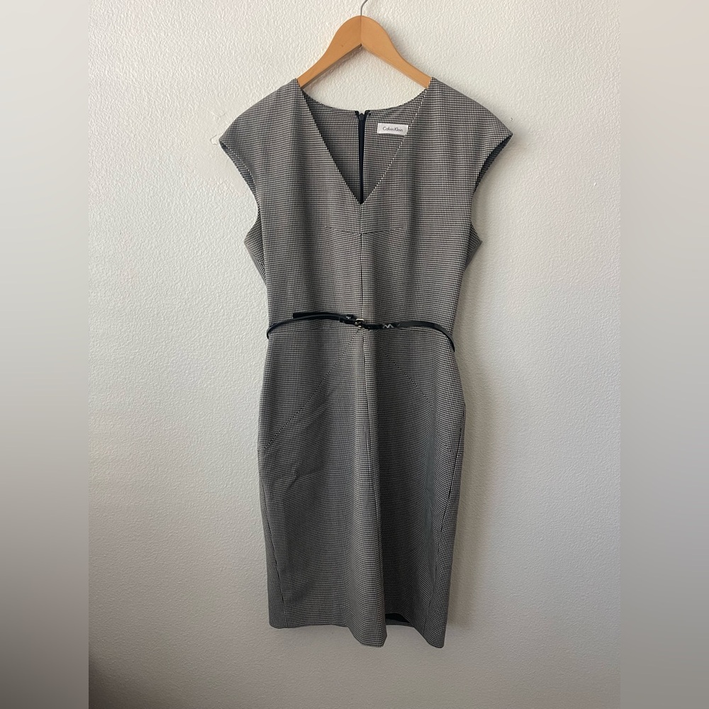 Calvin Klein Women's Black and White Midi Dress